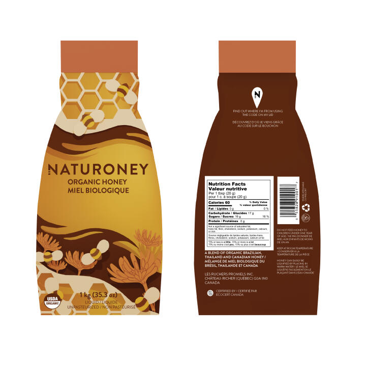 Packaging design concept for Naturoney honey, 2020, Blender, Adobe Illustrator (student work)