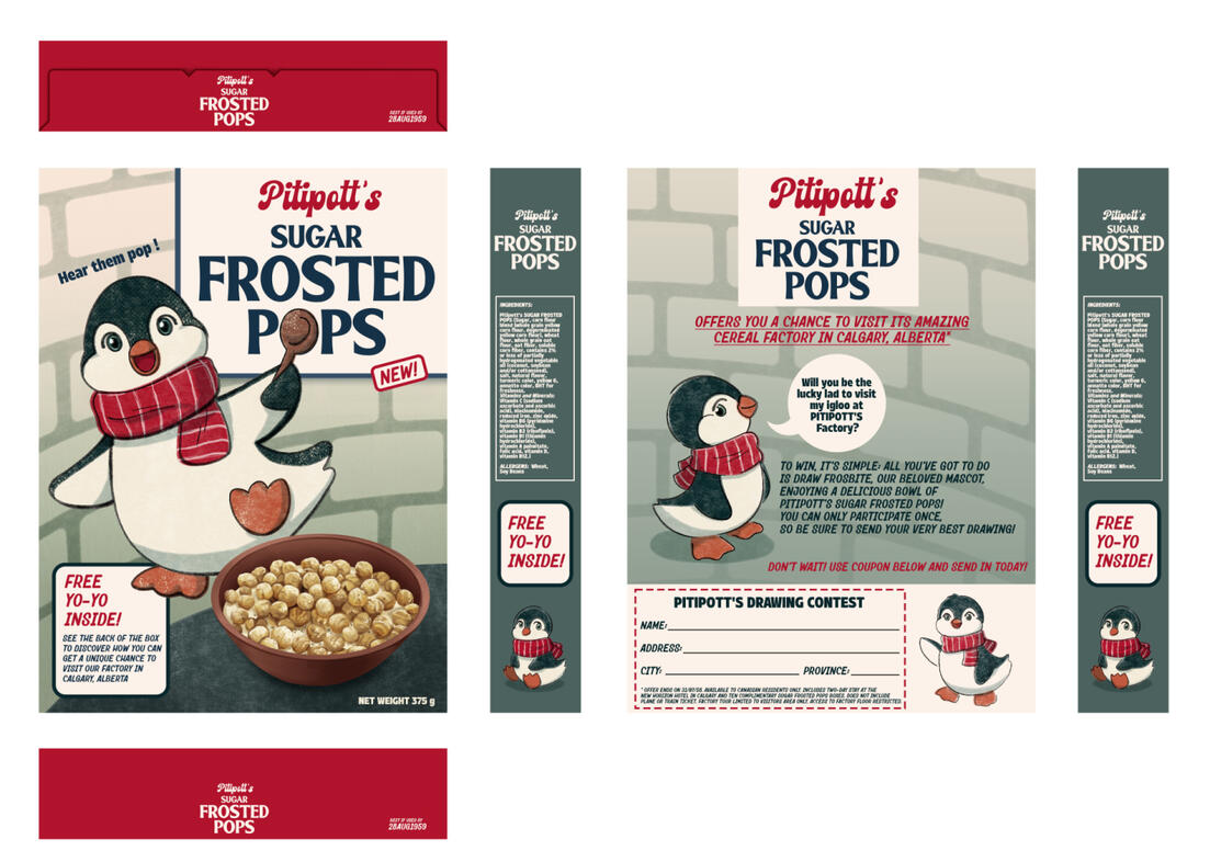 Children's cereal box design for Lowbirth Games on This Bed We Made project, 2021