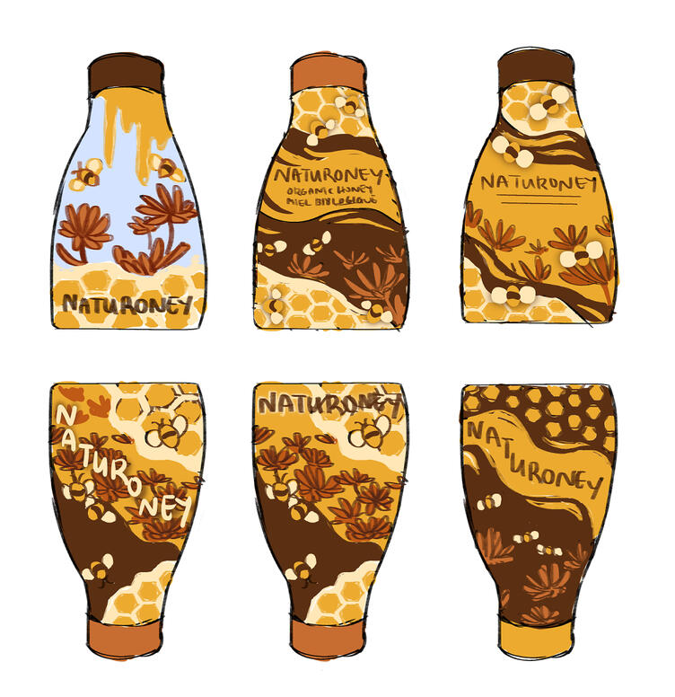 Naturoney packaging explorations (student work), 2020